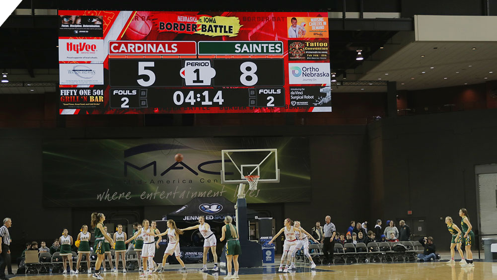 iB4818 Basketball LED Video Scoreboard at Mid America Center Iowa