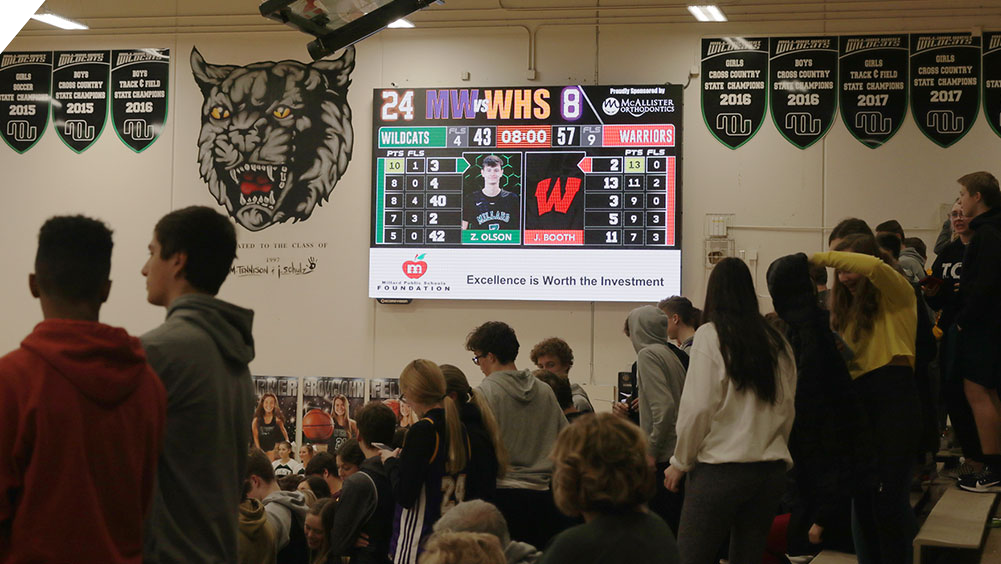 iB1410 Basketball LED Video Scoreboard with Leaderboard at Millard West High School