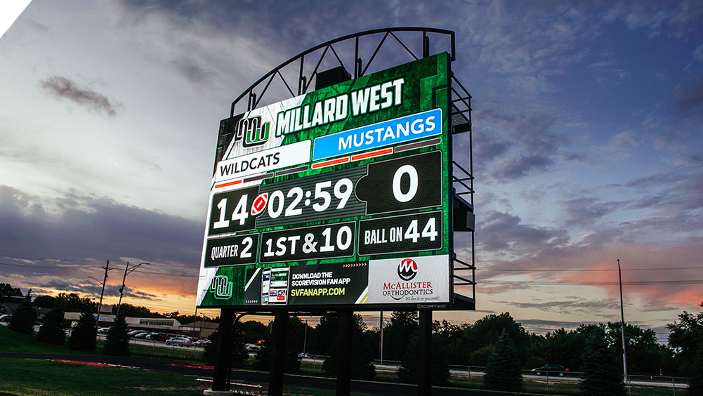oW3426 Football LED Video Scoreboard at Millard High School Stadium