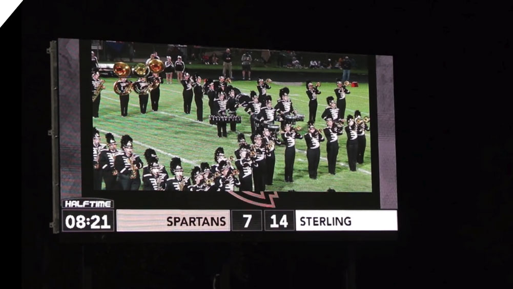 oW2613 Football LED Video Scoreboard at Sycamore High School with Live Video Feed