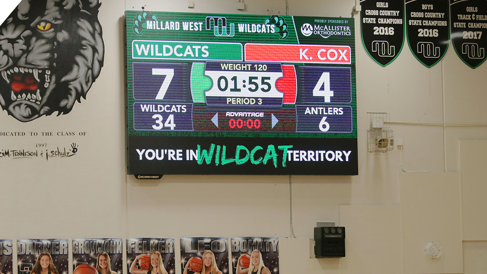 iB1410 Wrestling LED Video Scoreboard at Millard West High School 