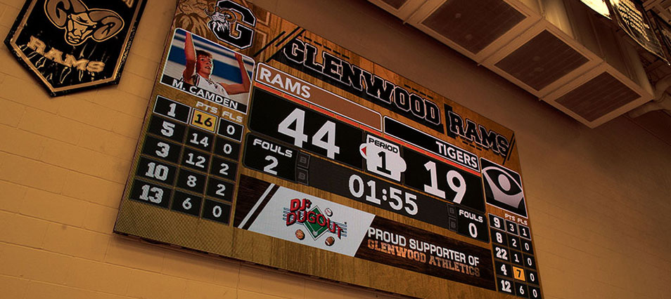 iB1609 Basketball LED Video Scoreboard with Leaderboard at Glenwood High School