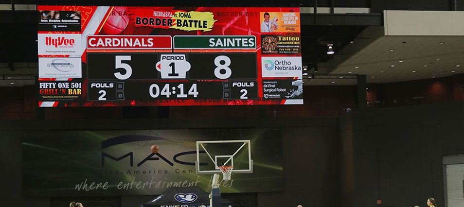 iB4818 Basketball LED Video Scoreboard at Mid America Center Iowa