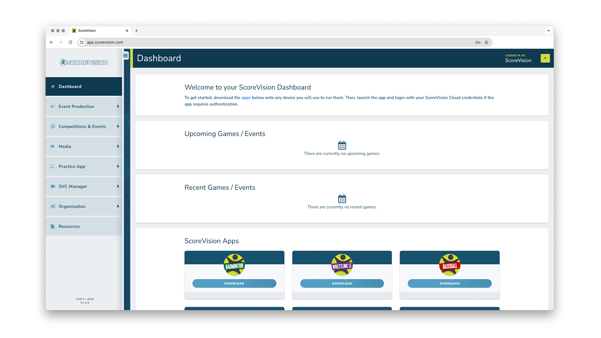 ScoreVision Cloud Management