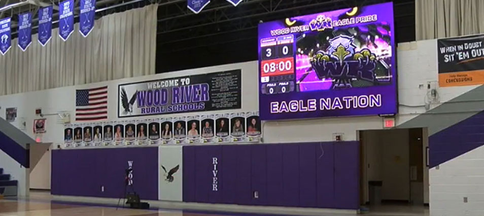 iB1408 Basketball LED Video Scoreboard with Leaderboard at Wabash Valley Community College