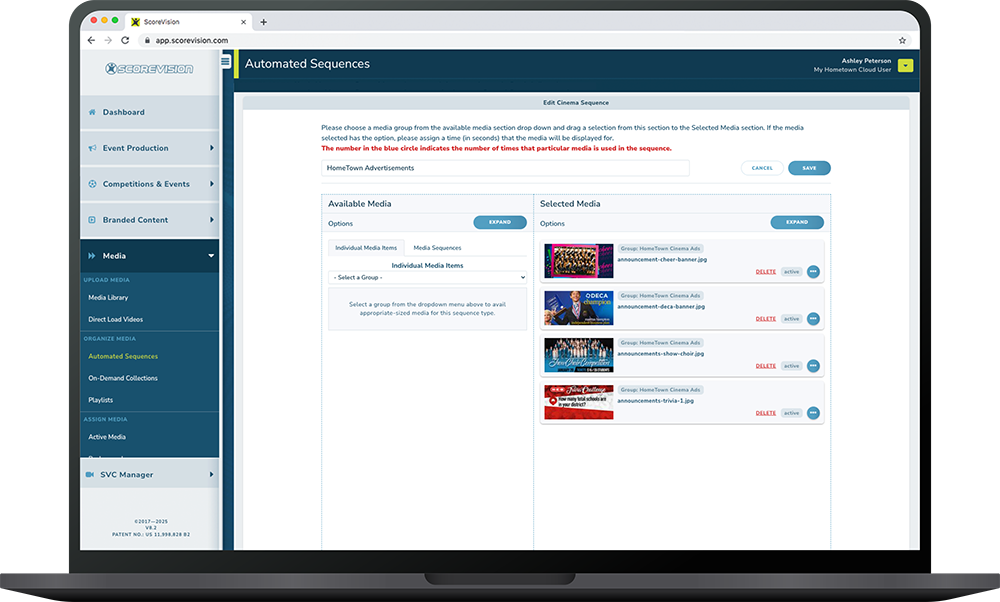 ScoreVision Cloud with Advertising Examples