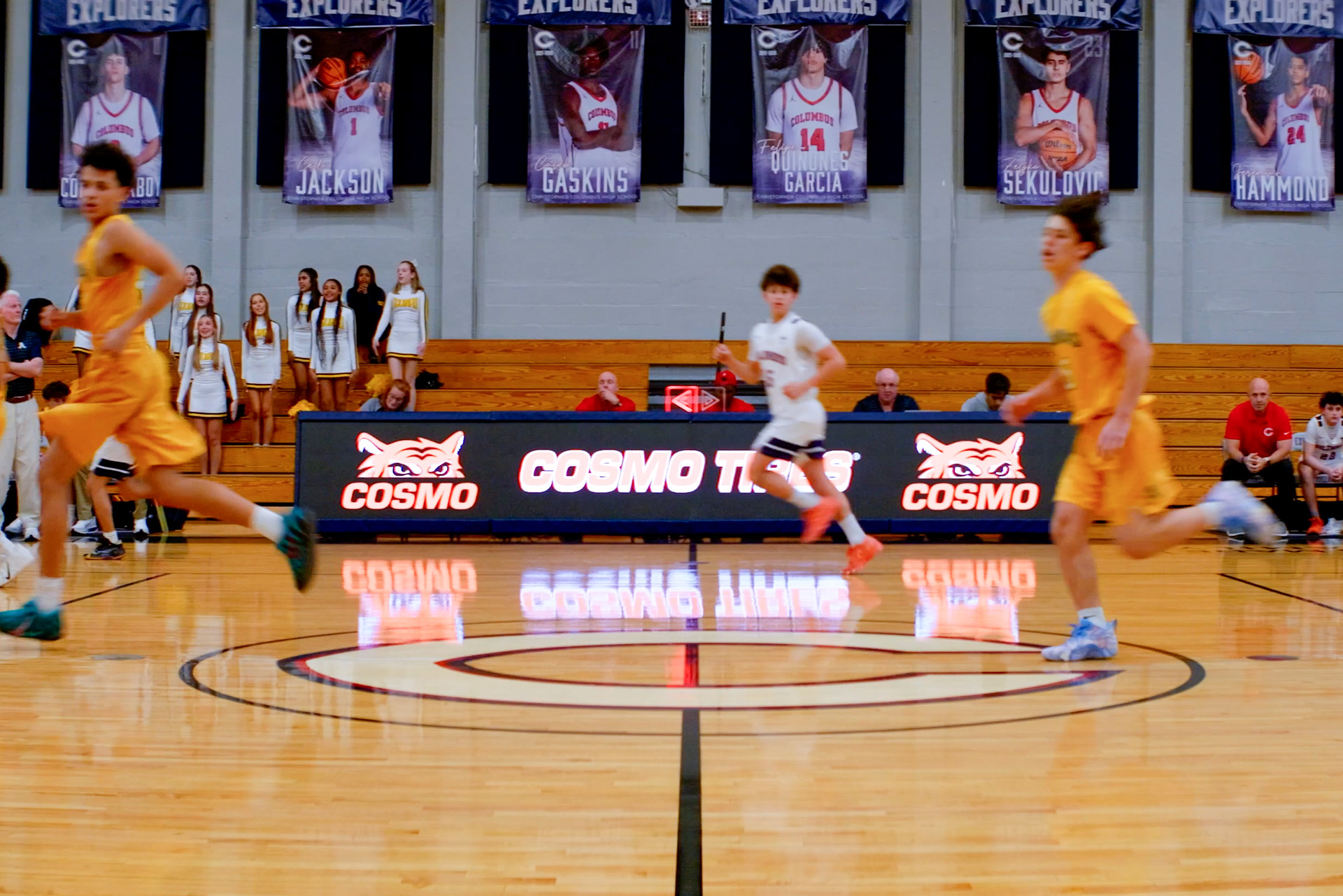 Courtside LED displays keep team branding and game-day energy front and center.