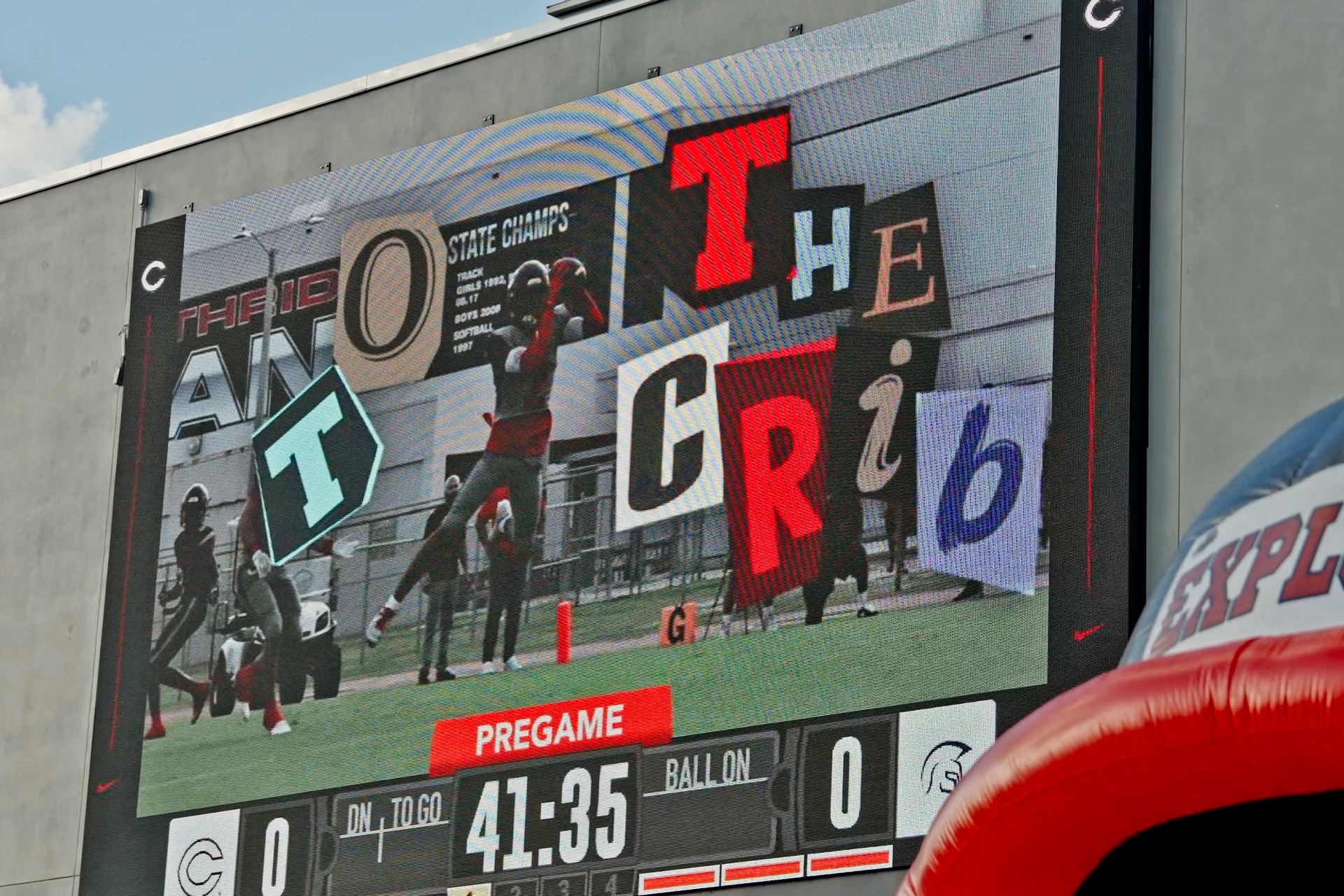 Dynamic pregame content builds excitement on the Explorers’ ScoreVision video display.