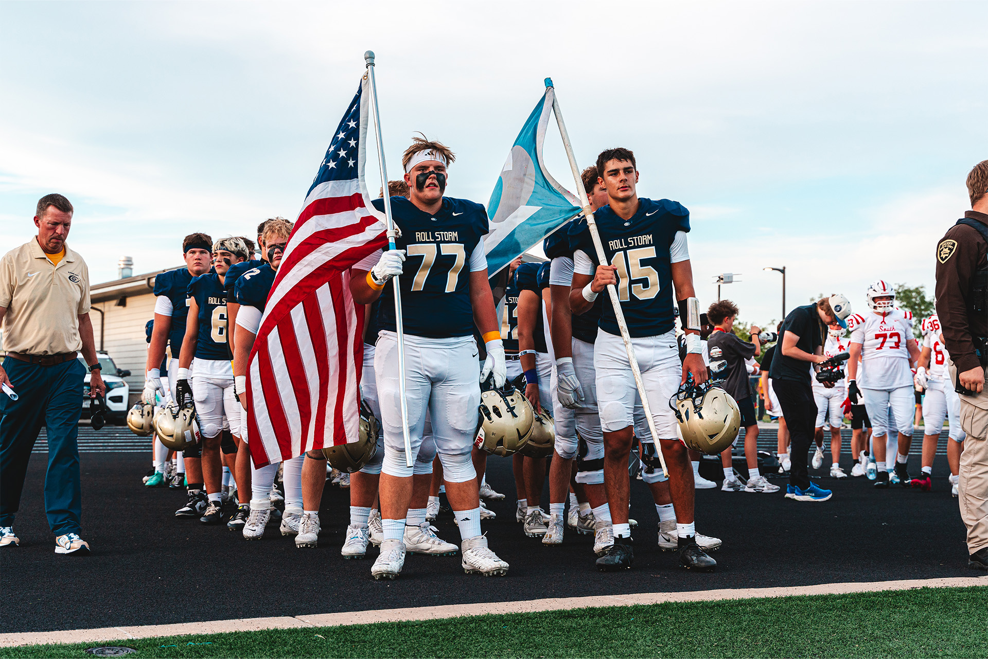 Elkhorn South football takes the field with pride, tradition and the Storm flag flying high.