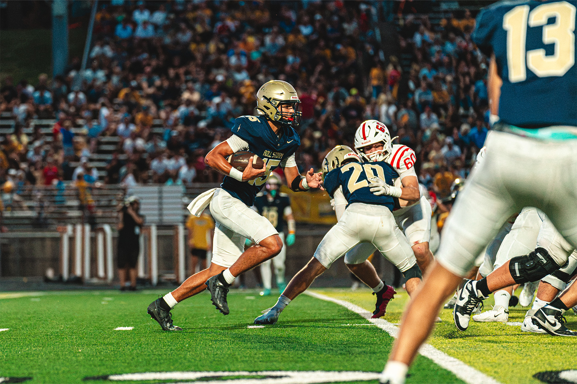 Elkhorn South charges onto the field, ready to roll.