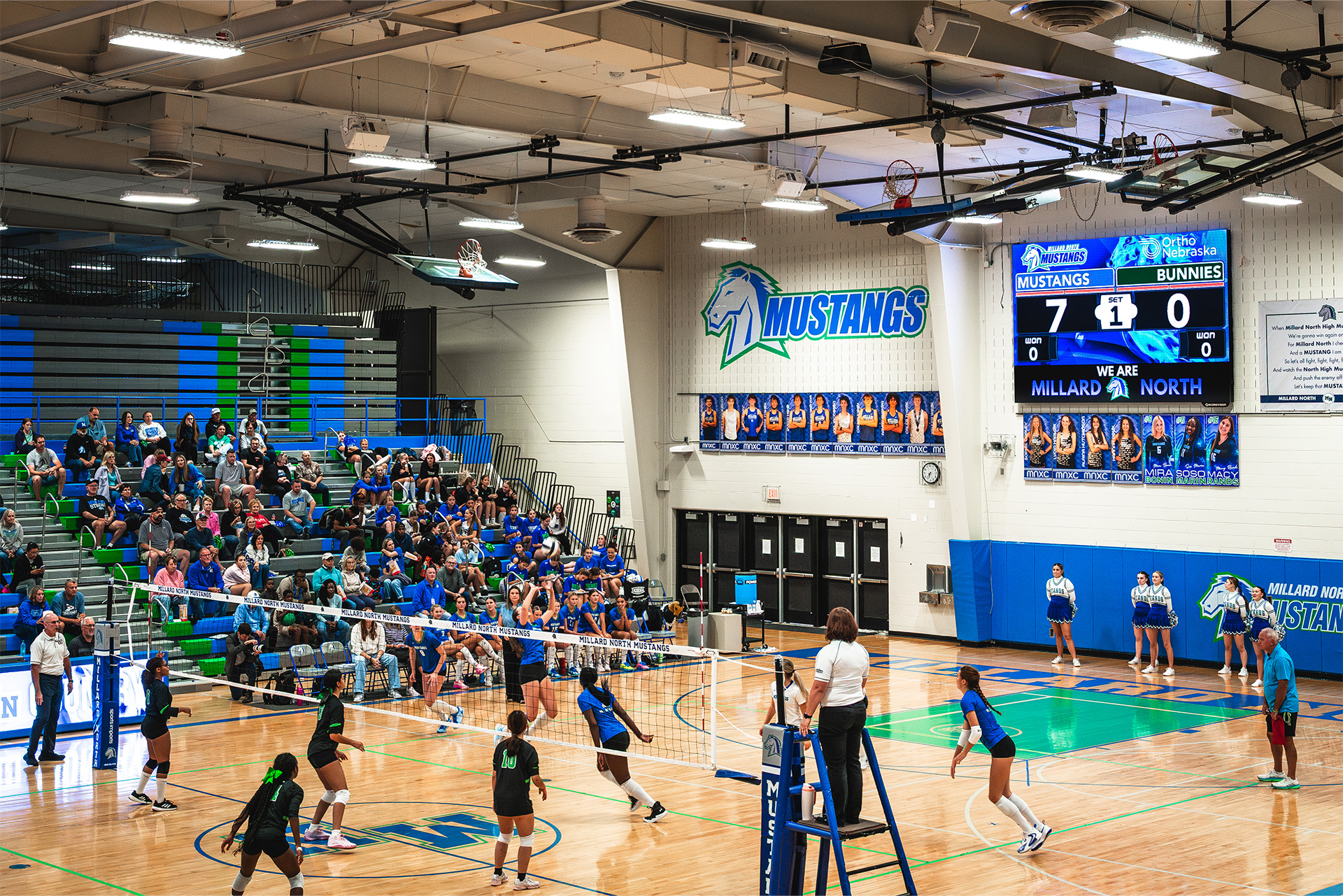 Live scoring, school branding and video content bring the Millard North game-day experience together.