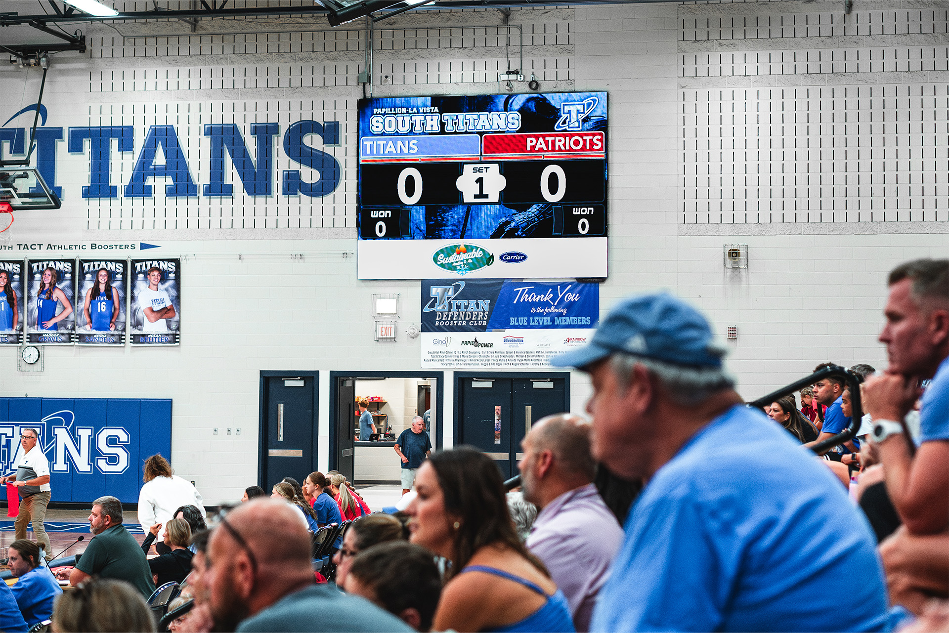 The ScoreVision display delivers live scoring, team branding, and sponsor visibility to the Titans’ home crowd.