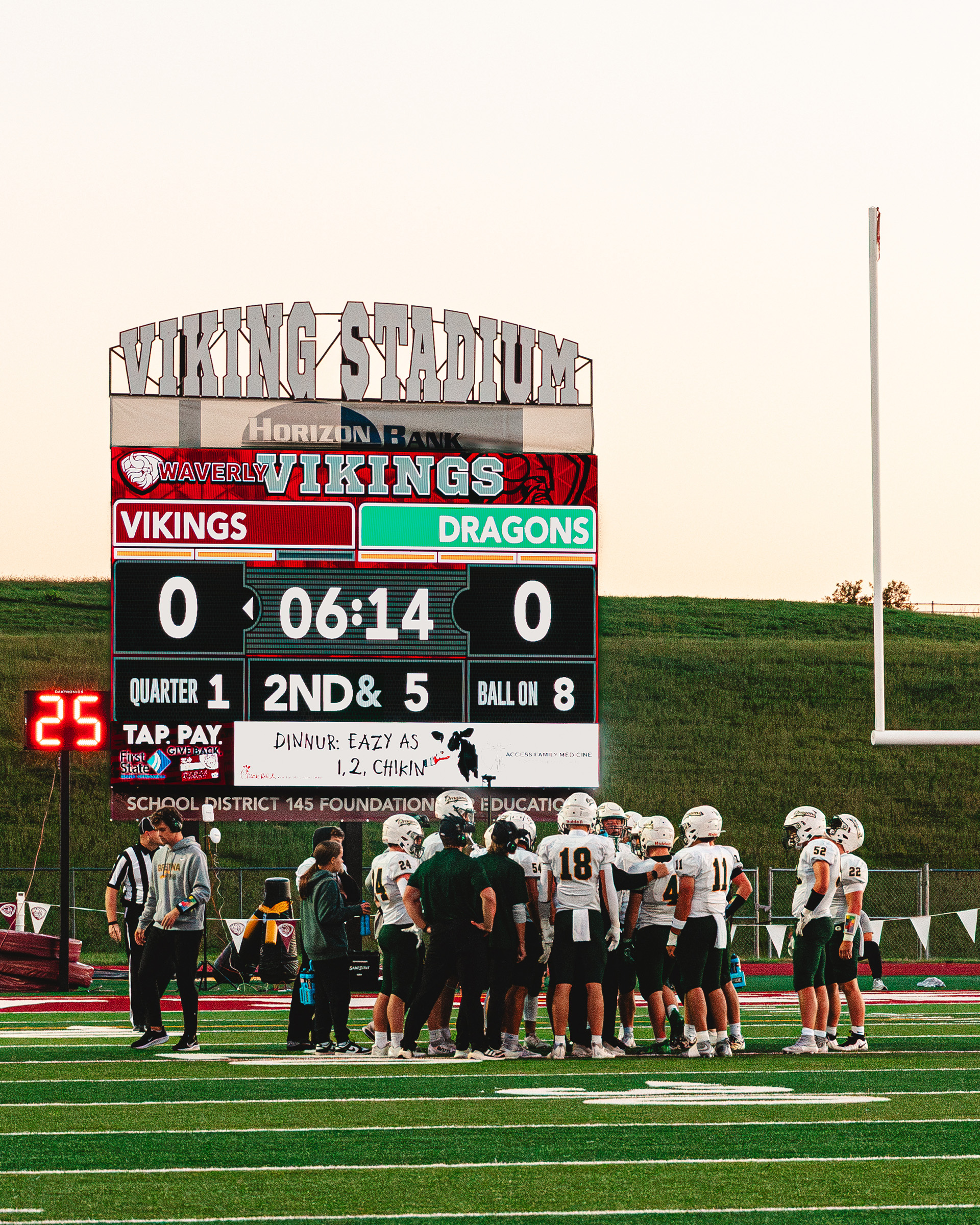 ScoreVision brings game details, school branding, and sponsor messages together on Waverly’s stadium display.