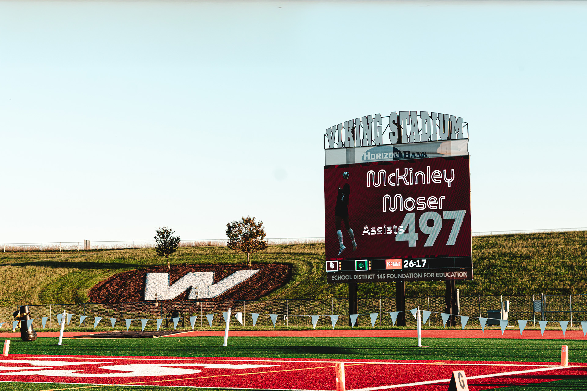 Waverly celebrates student-athlete achievements with custom graphics on its ScoreVision LED display.